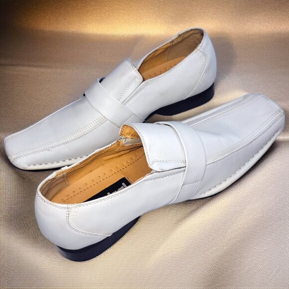 Men’s White square toe Slip-On Dress Shoes - Picture 3 of 7